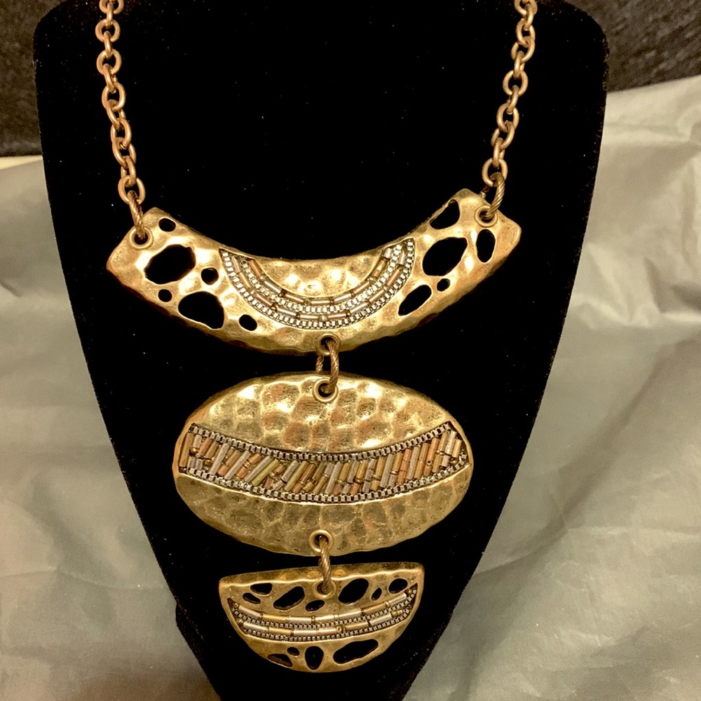Bronze Statement Necklace with Bronze Chain